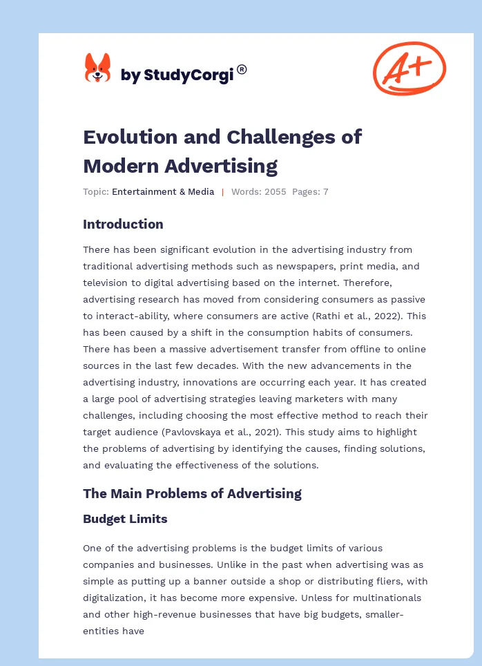 Evolution and Challenges of Modern Advertising. Page 1