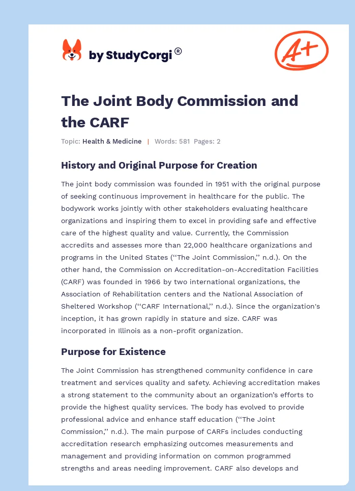 The Joint Body Commission and the CARF. Page 1