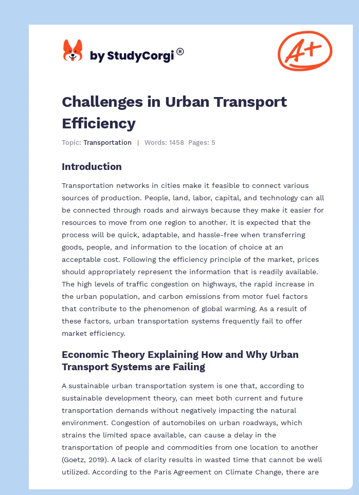 Challenges in Urban Transport Efficiency. Page 1