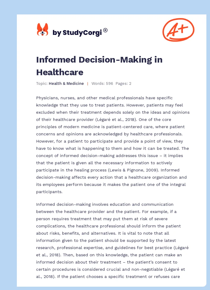 Informed Decision-Making in Healthcare. Page 1