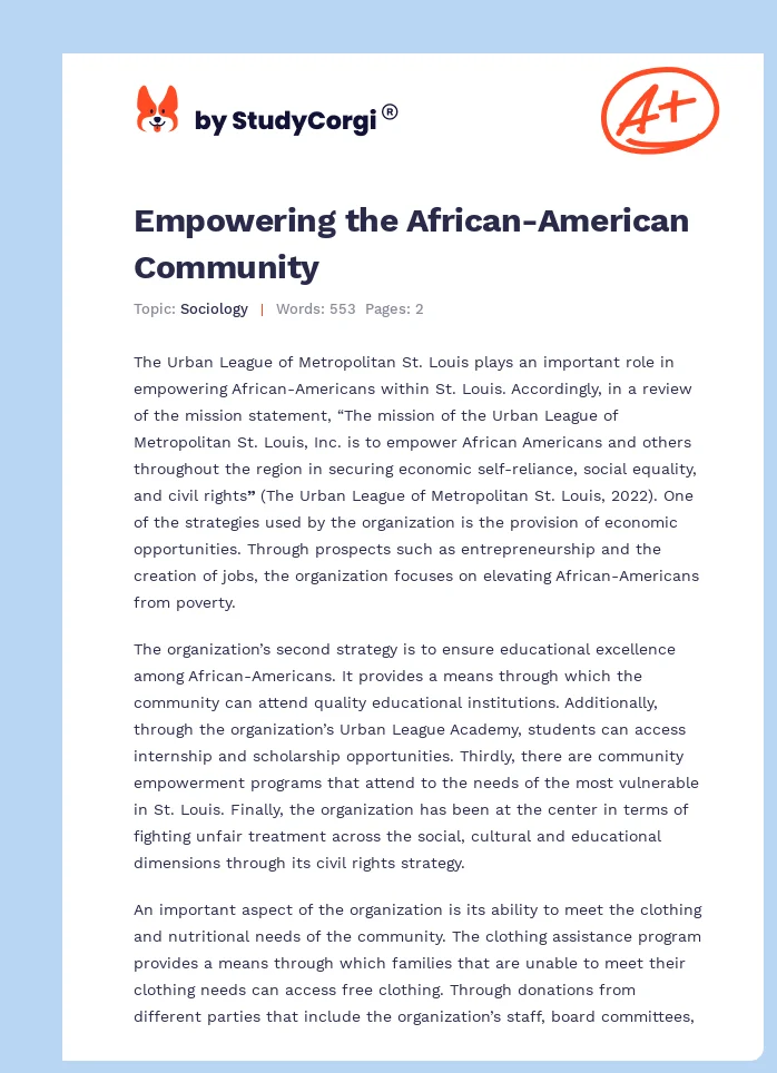 Empowering the African-American Community. Page 1