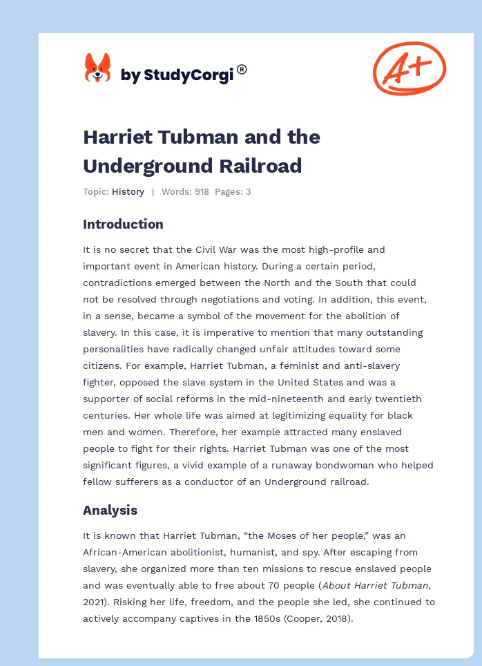 Harriet Tubman and the Underground Railroad. Page 1