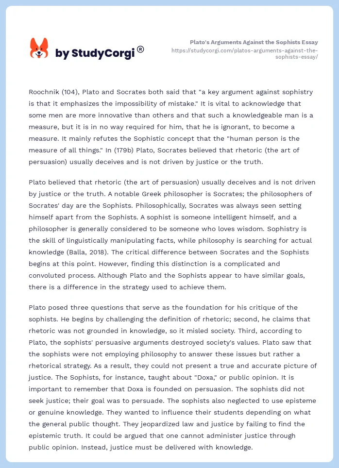 Plato's Arguments Against the Sophists Essay. Page 2