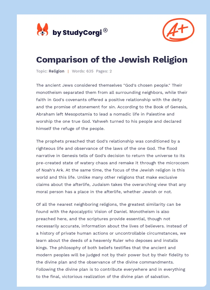 Comparison of the Jewish Religion. Page 1
