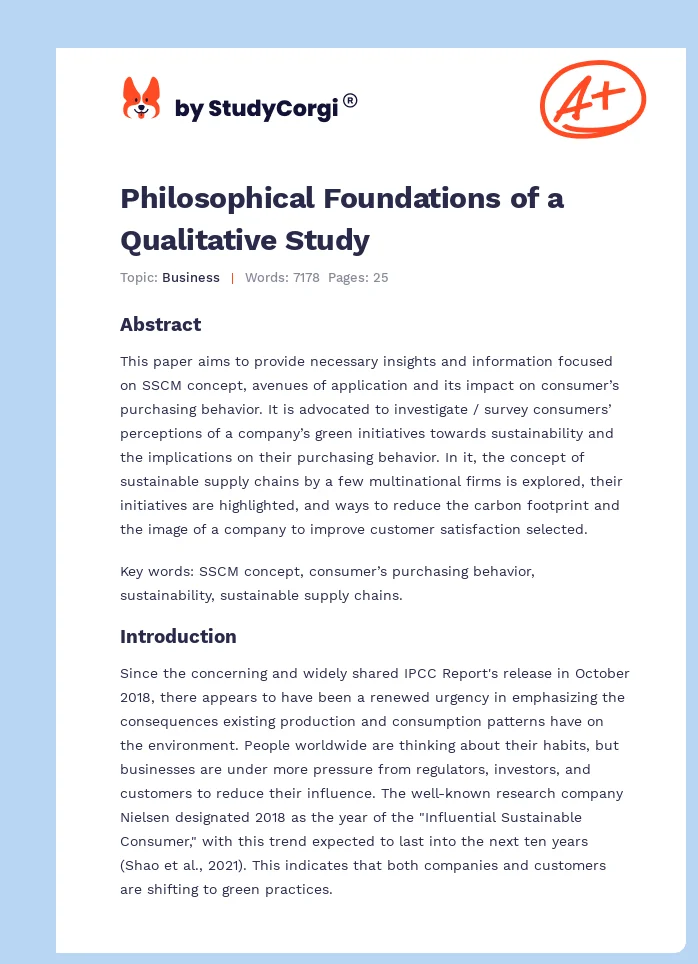 Philosophical Foundations of a Qualitative Study. Page 1