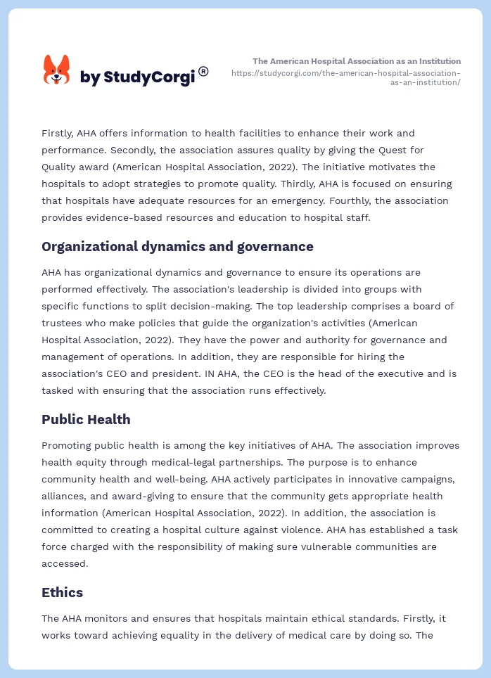 The American Hospital Association as an Institution. Page 2