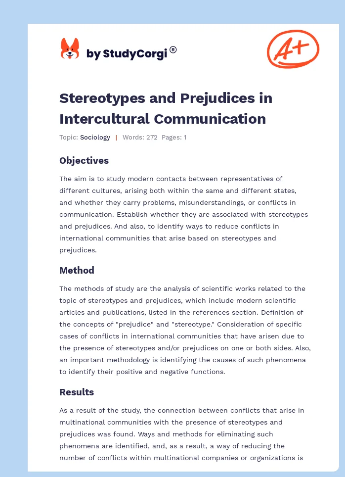 Stereotypes and Prejudices in Intercultural Communication. Page 1