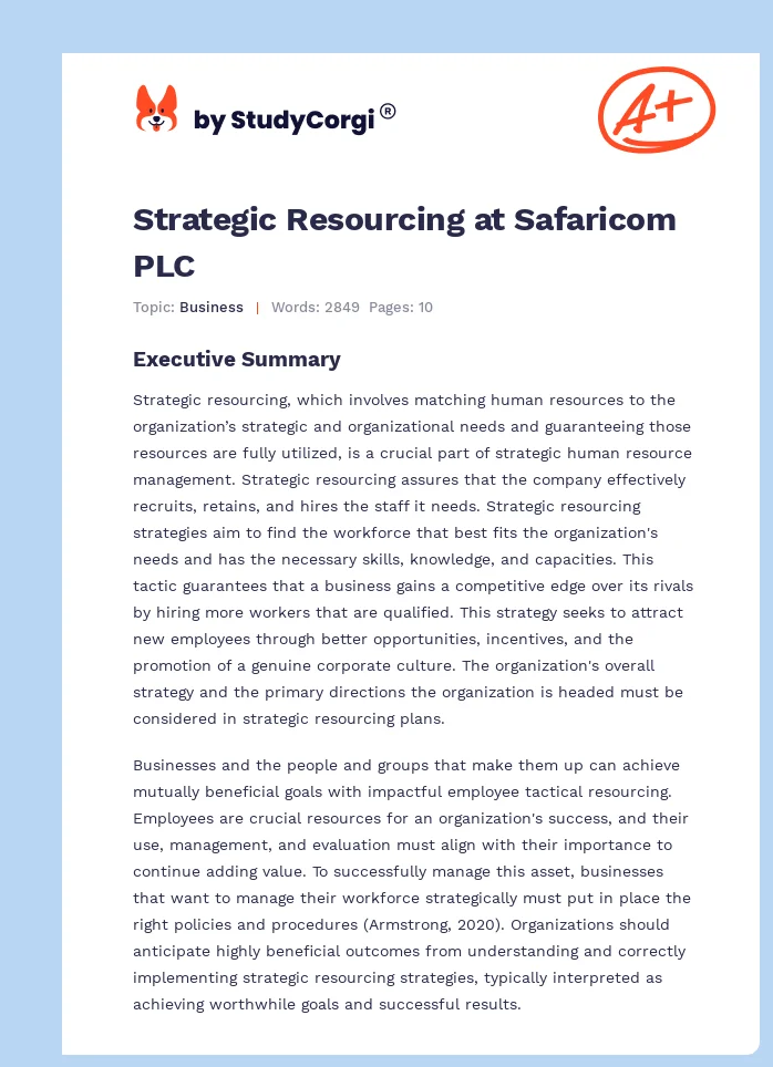 Strategic Resourcing at Safaricom PLC. Page 1