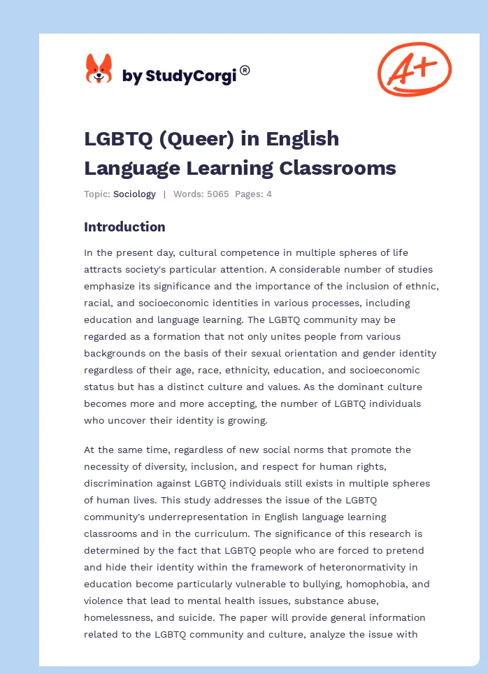 LGBTQ (Queer) in English Language Learning Classrooms. Page 1