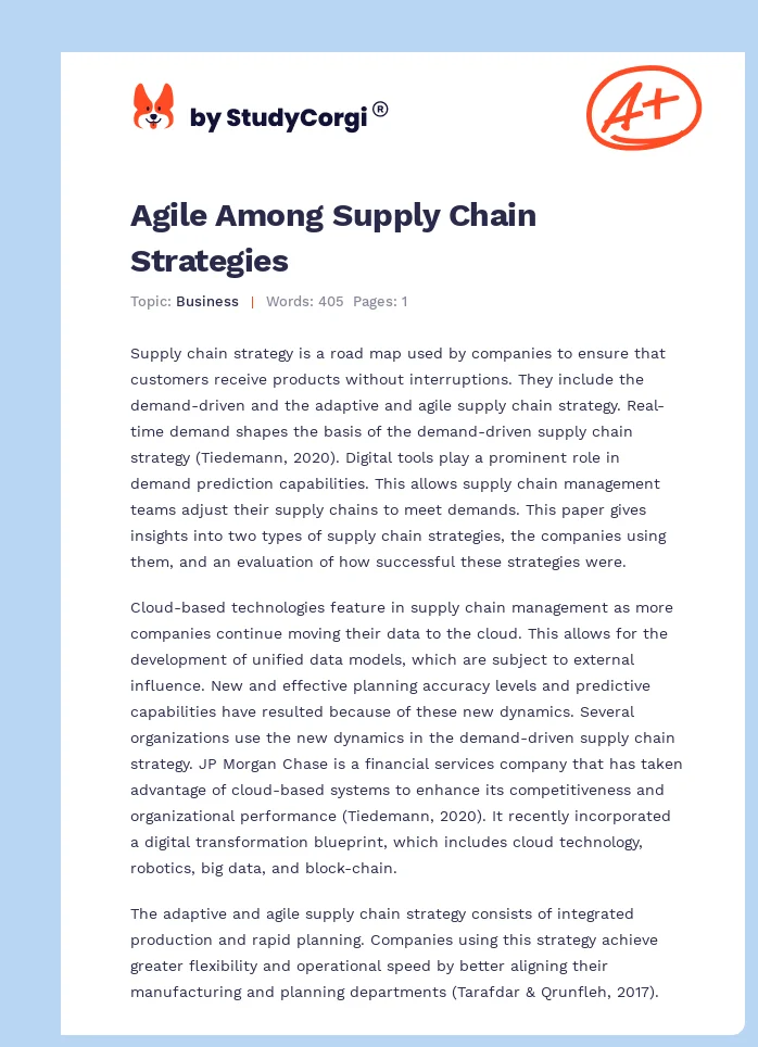 Agile Among Supply Chain Strategies. Page 1