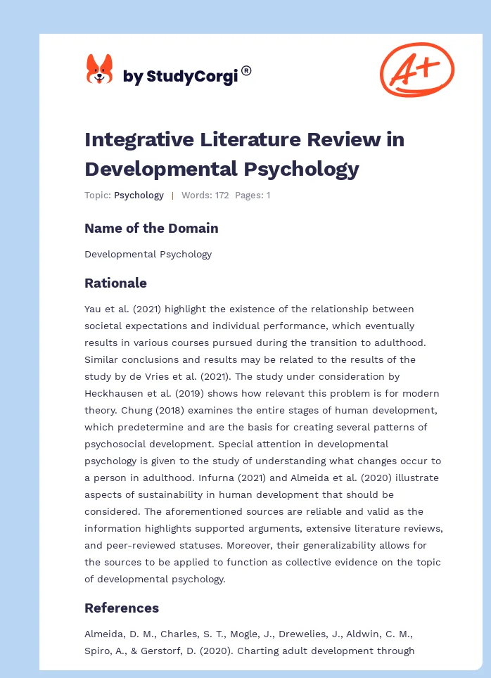 Integrative Literature Review in Developmental Psychology. Page 1