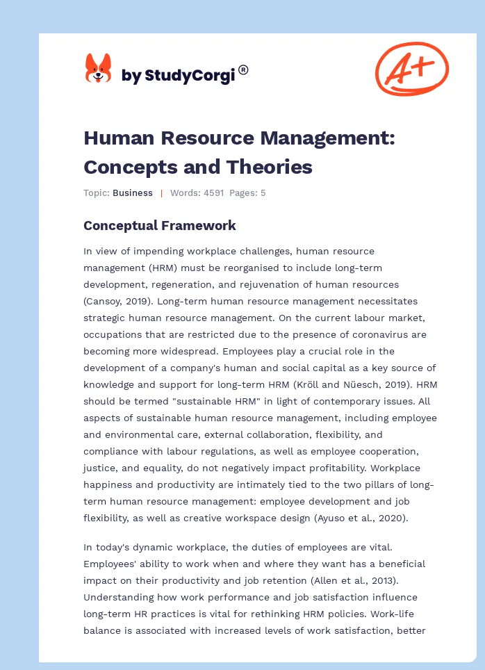 Human Resource Management: Concepts and Theories. Page 1