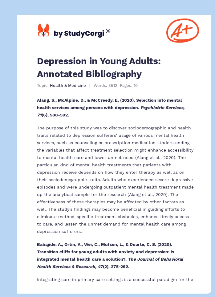Early Diagnosis of Depression Among Young Adults. Page 1
