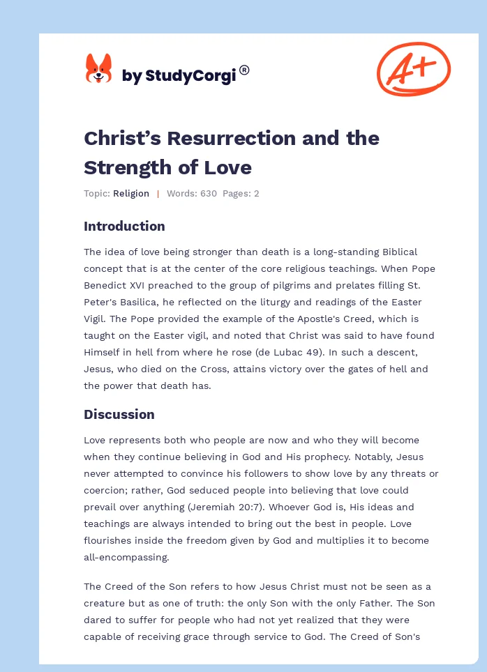 Christ’s Resurrection and the Strength of Love. Page 1