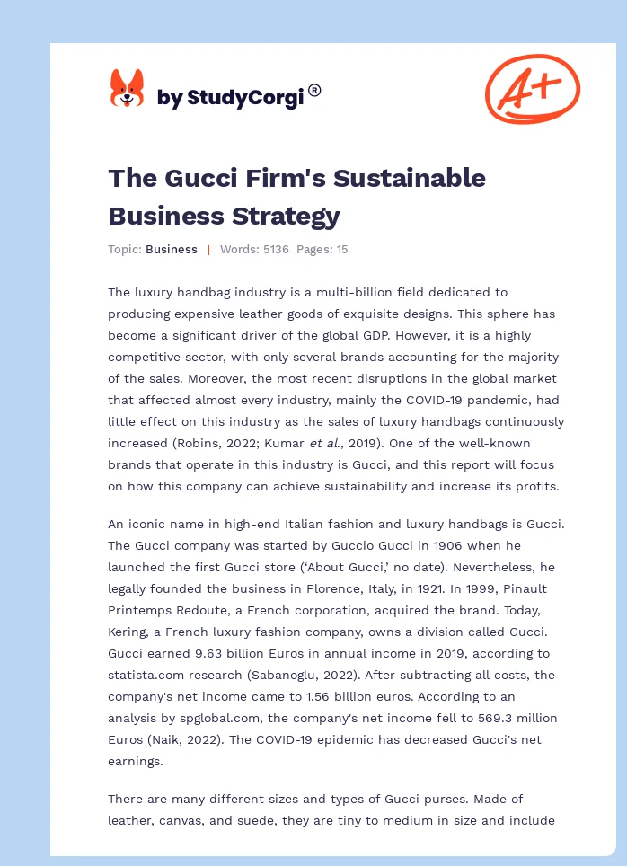 The Gucci Firm's Sustainable Business Strategy. Page 1