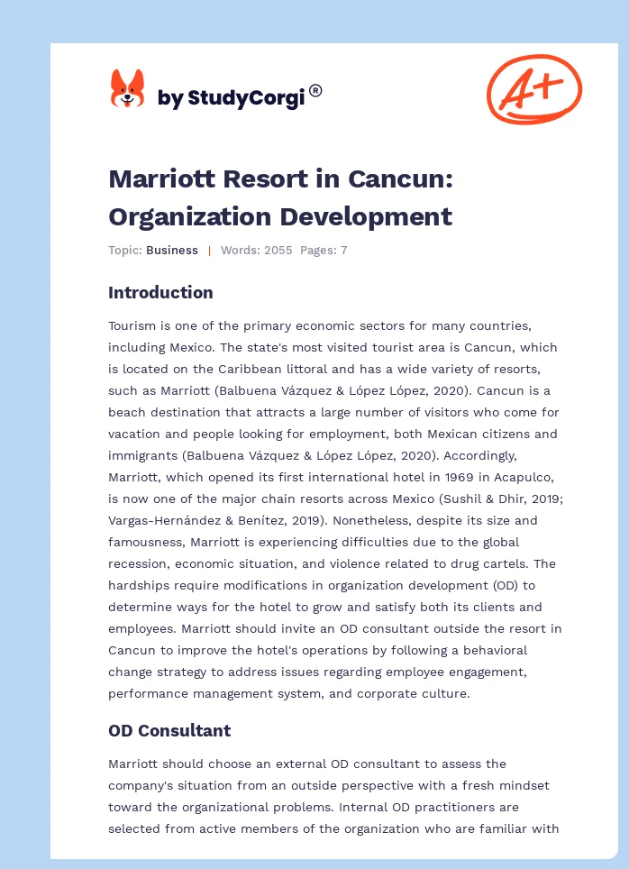 Marriott Resort in Cancun: Organization Development. Page 1