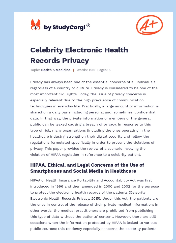 Celebrity Electronic Health Records Privacy. Page 1