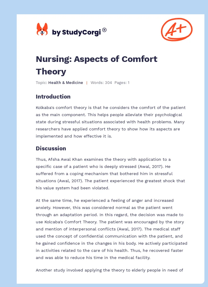 Nursing: Aspects of Comfort Theory. Page 1