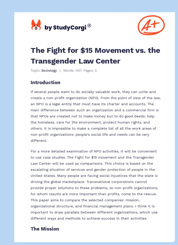 The Fight for $15 Movement vs. the Transgender Law Center. Page 1