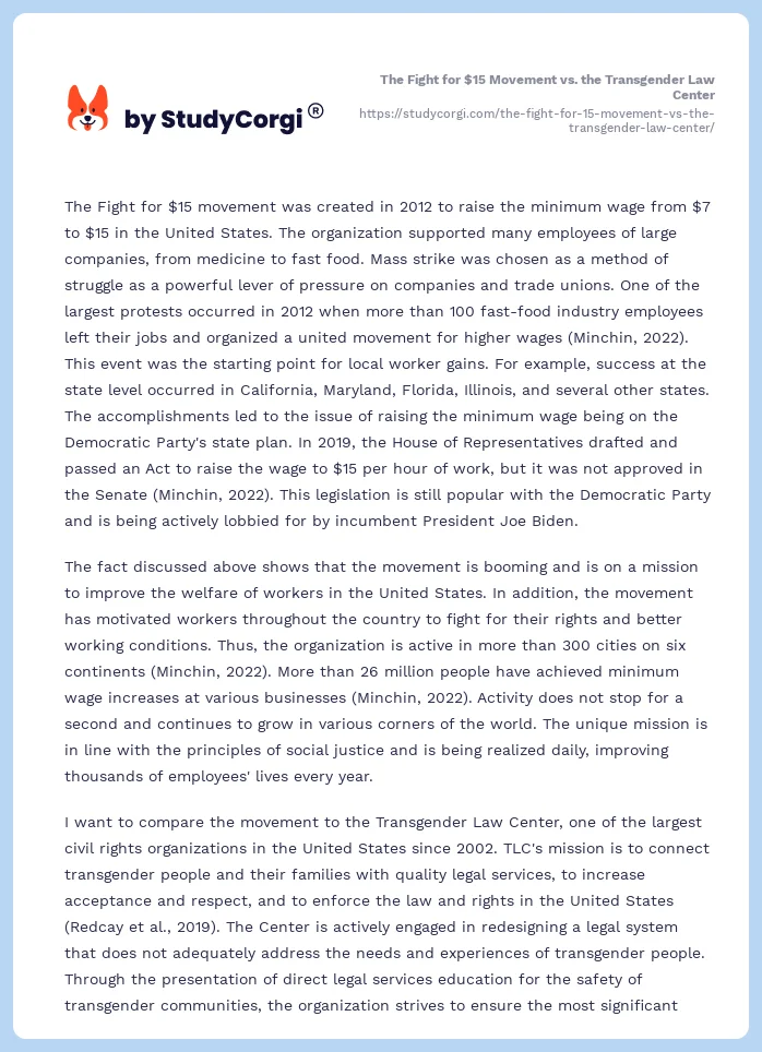The Fight for $15 Movement vs. the Transgender Law Center. Page 2