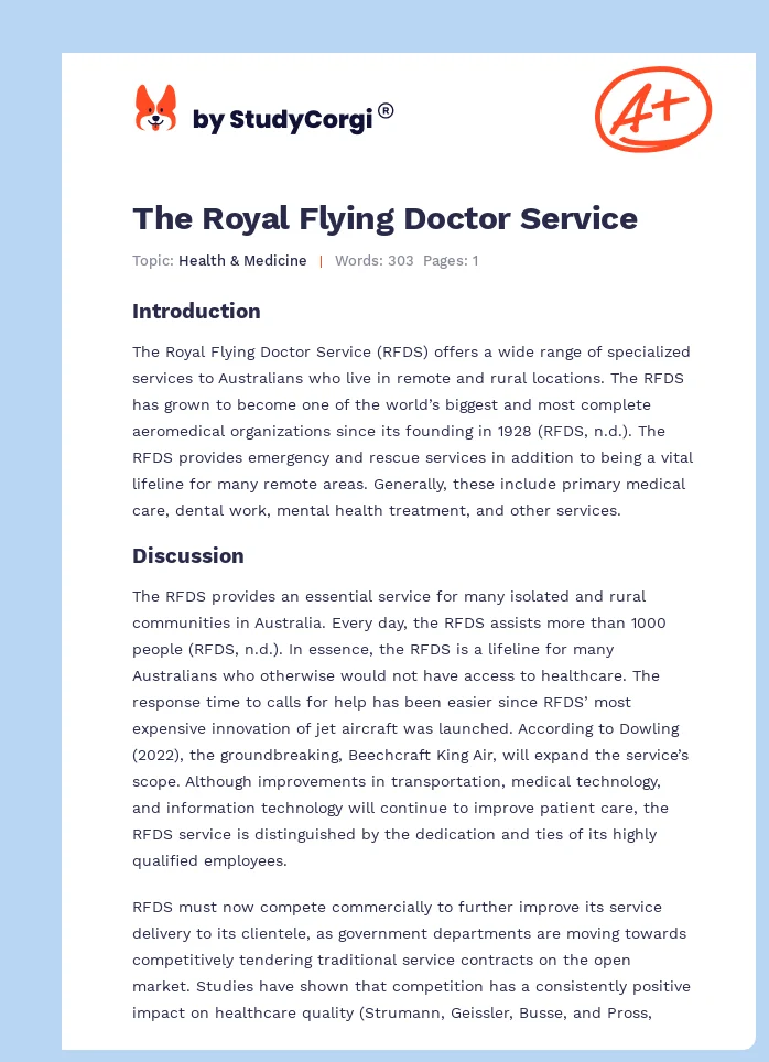 The Royal Flying Doctor Service. Page 1