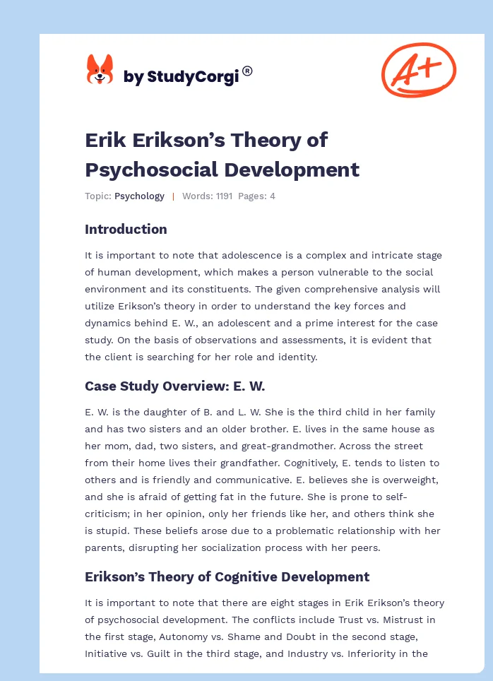 Erik Erikson’s Theory of Psychosocial Development. Page 1