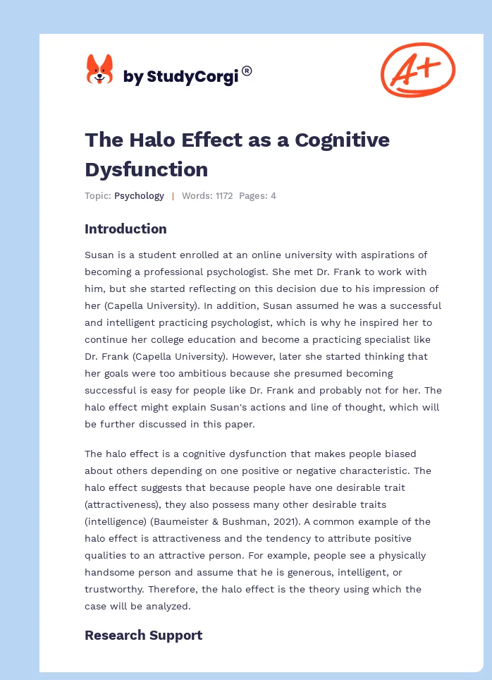 The Halo Effect as a Cognitive Dysfunction. Page 1