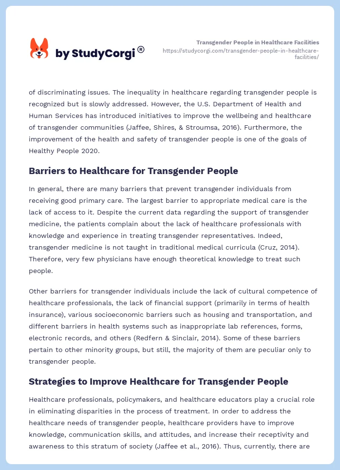 Transgender People in Healthcare Facilities. Page 2