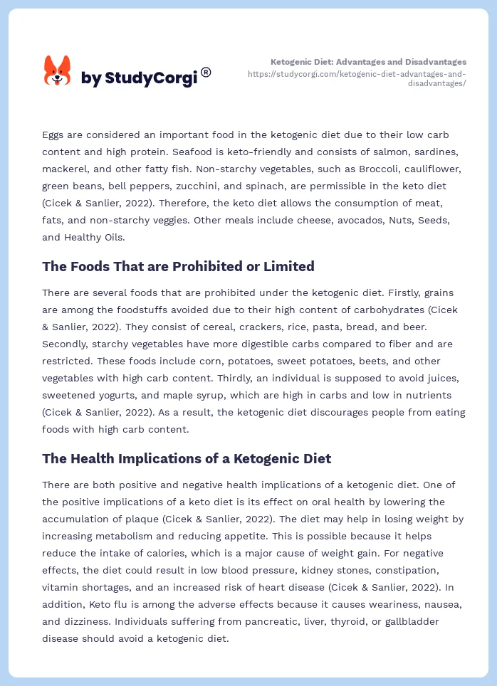Ketogenic Diet: Advantages and Disadvantages. Page 2