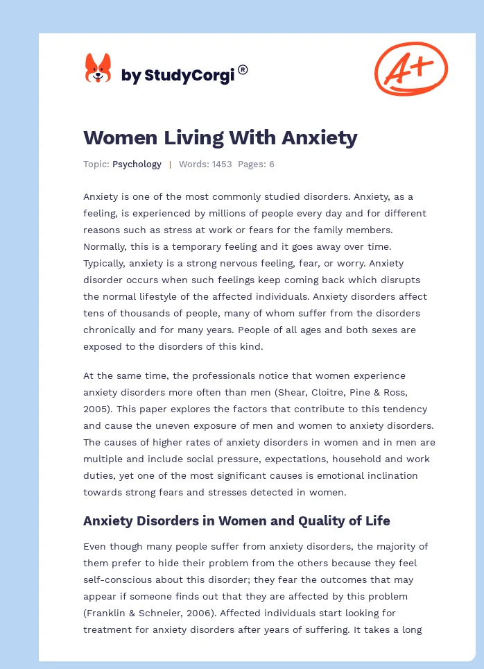 Women Living With Anxiety. Page 1