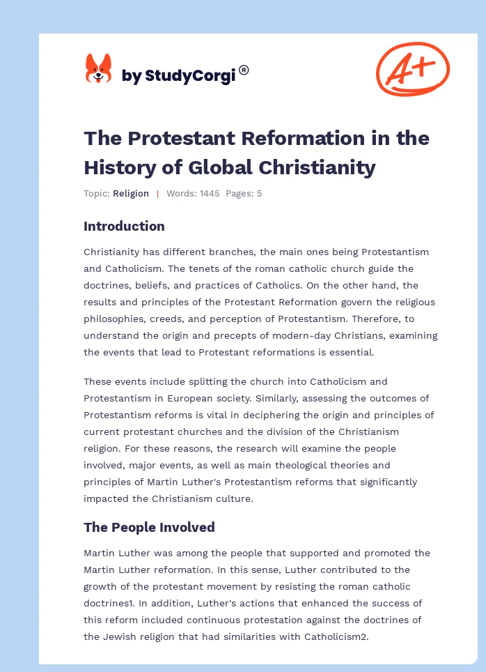The Protestant Reformation in the History of Global Christianity. Page 1