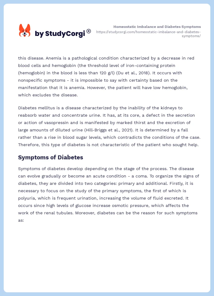 Homeostatic Imbalance and Diabetes Symptoms. Page 2