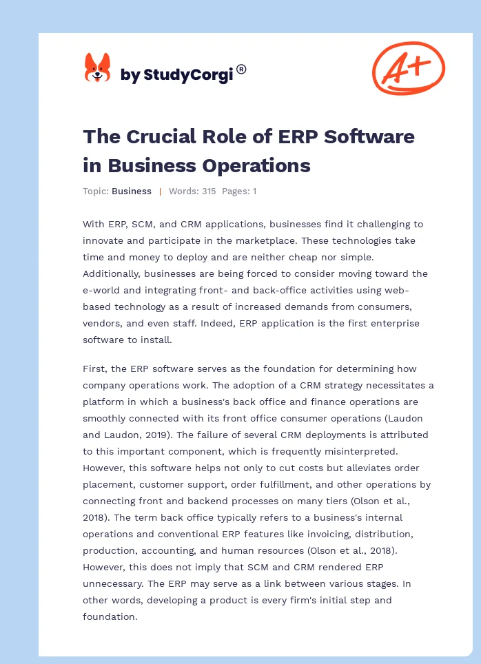 The Crucial Role of ERP Software in Business Operations. Page 1