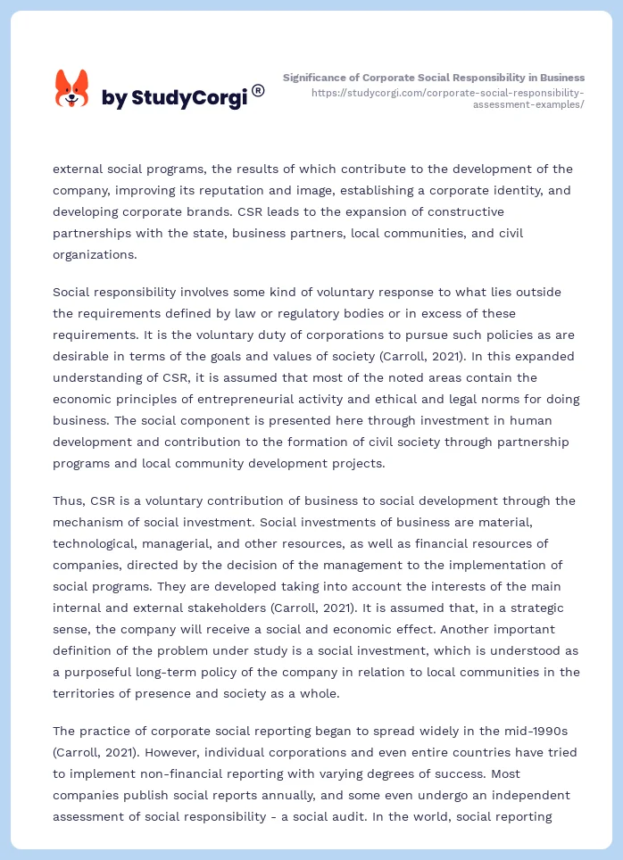 Significance of Corporate Social Responsibility in Business. Page 2