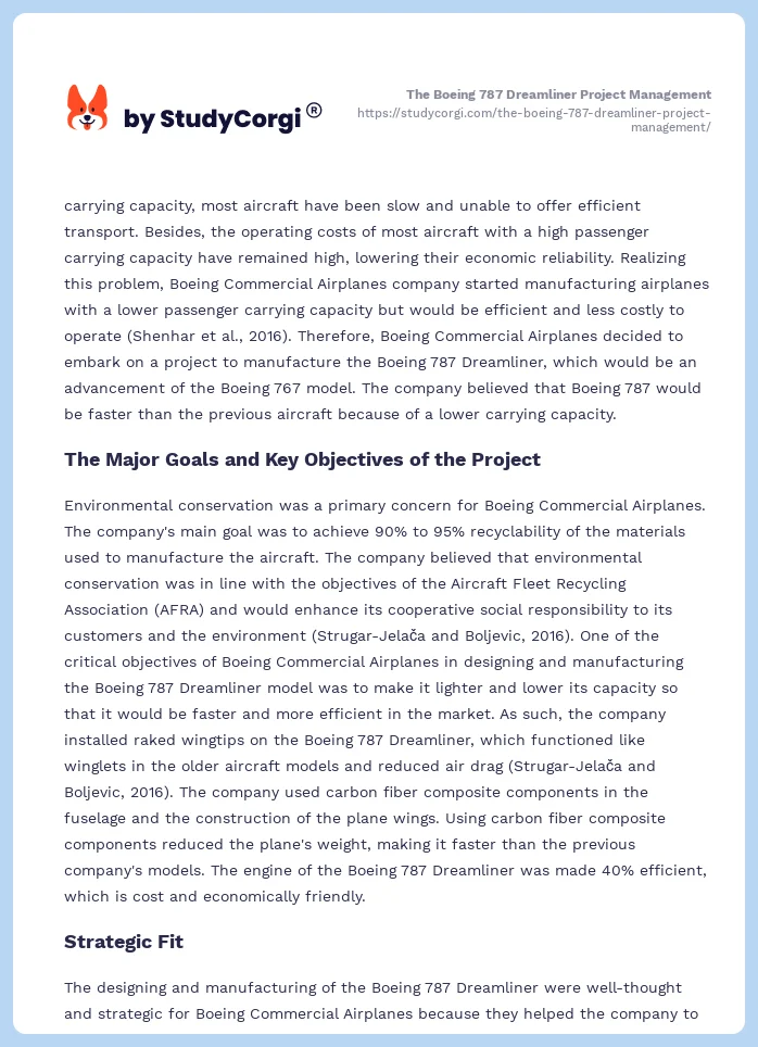 The Boeing 787 Dreamliner Project Management. Page 2