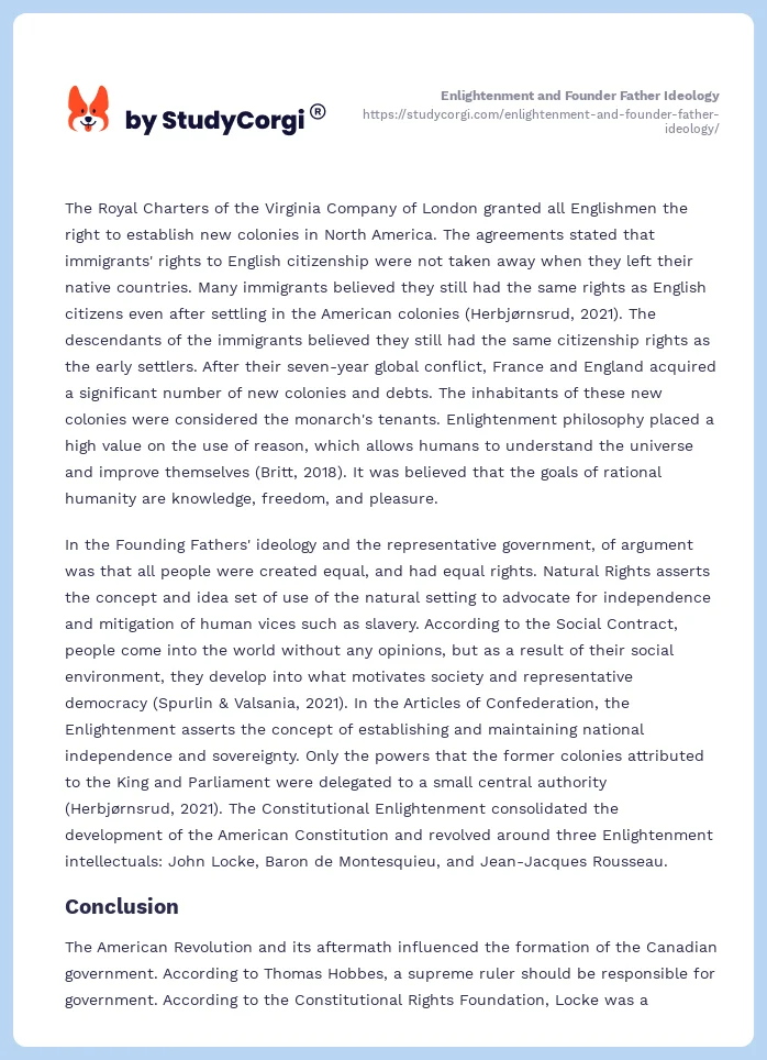 Enlightenment and Founder Father Ideology. Page 2