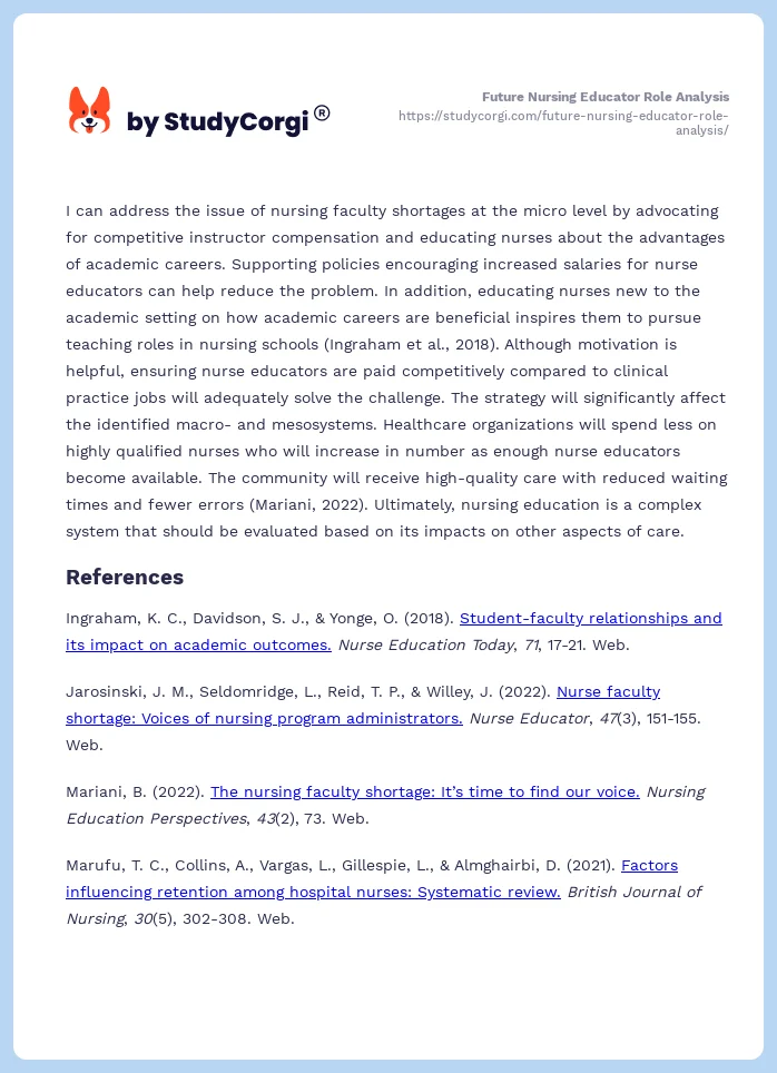 Future Nursing Educator Role Analysis. Page 2