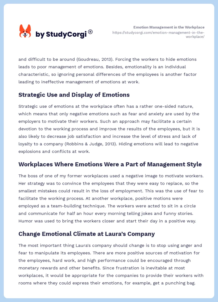 Emotion Management in the Workplace. Page 2