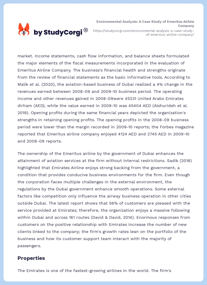 Environmental Analysis: A Case Study of Emeritus Airline Company. Page 2