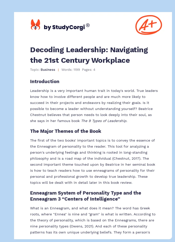 Decoding Leadership: Navigating the 21st Century Workplace. Page 1