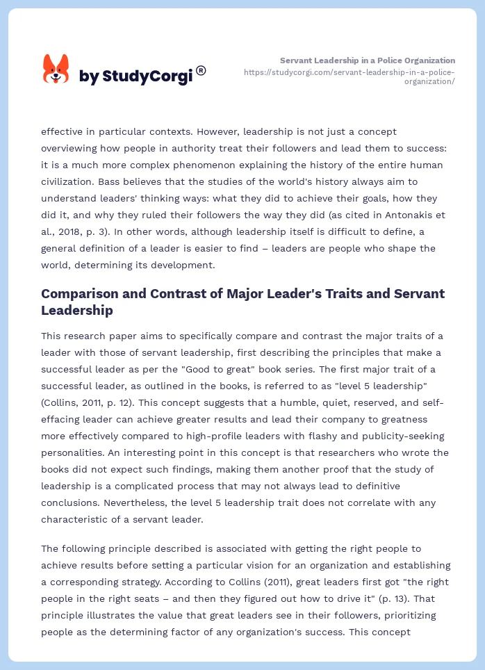 Servant Leadership in a Police Organization. Page 2