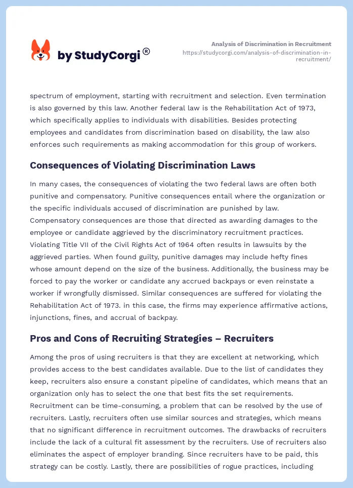 Analysis of Discrimination in Recruitment. Page 2