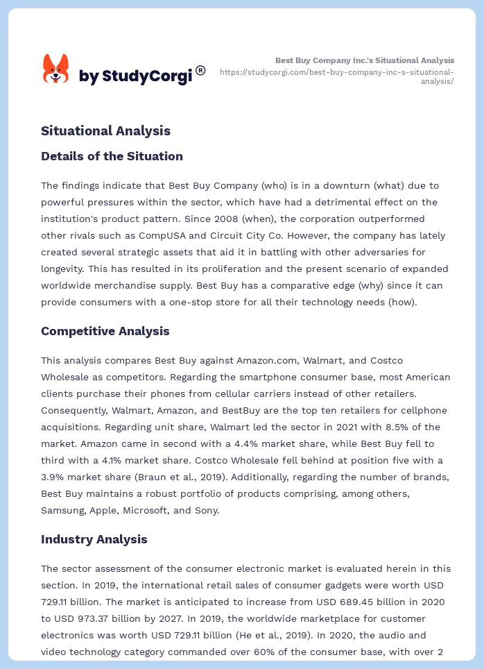 Best Buy Company Inc.'s Situational Analysis. Page 2