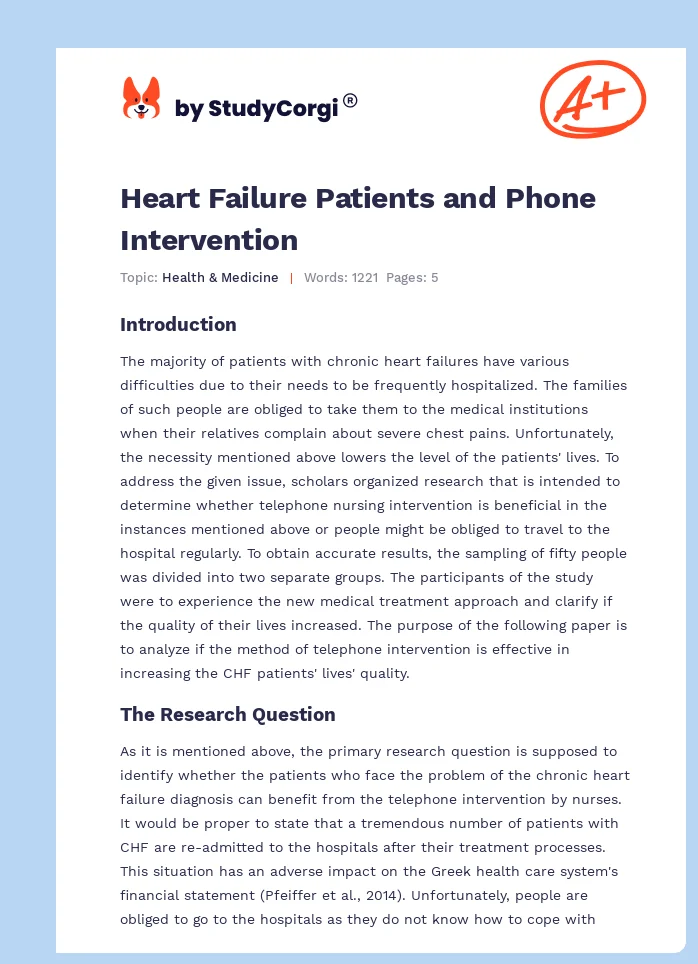Heart Failure Patients and Phone Intervention. Page 1