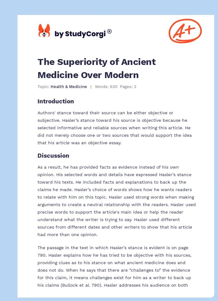 The Superiority of Ancient Medicine Over Modern. Page 1