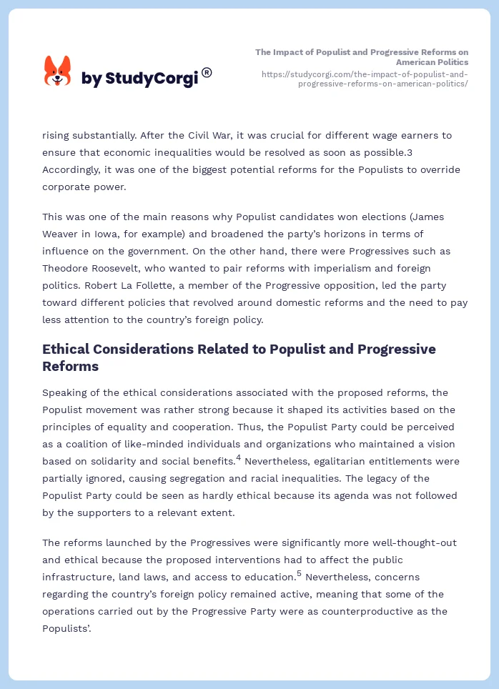 The Impact of Populist and Progressive Reforms on American Politics. Page 2