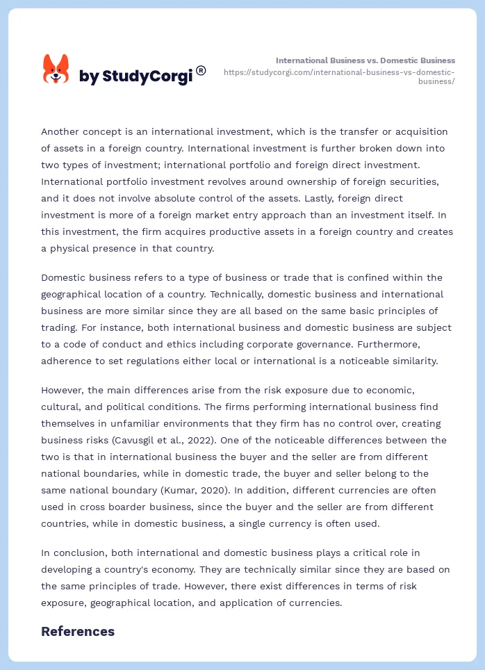 International Business vs. Domestic Business. Page 2
