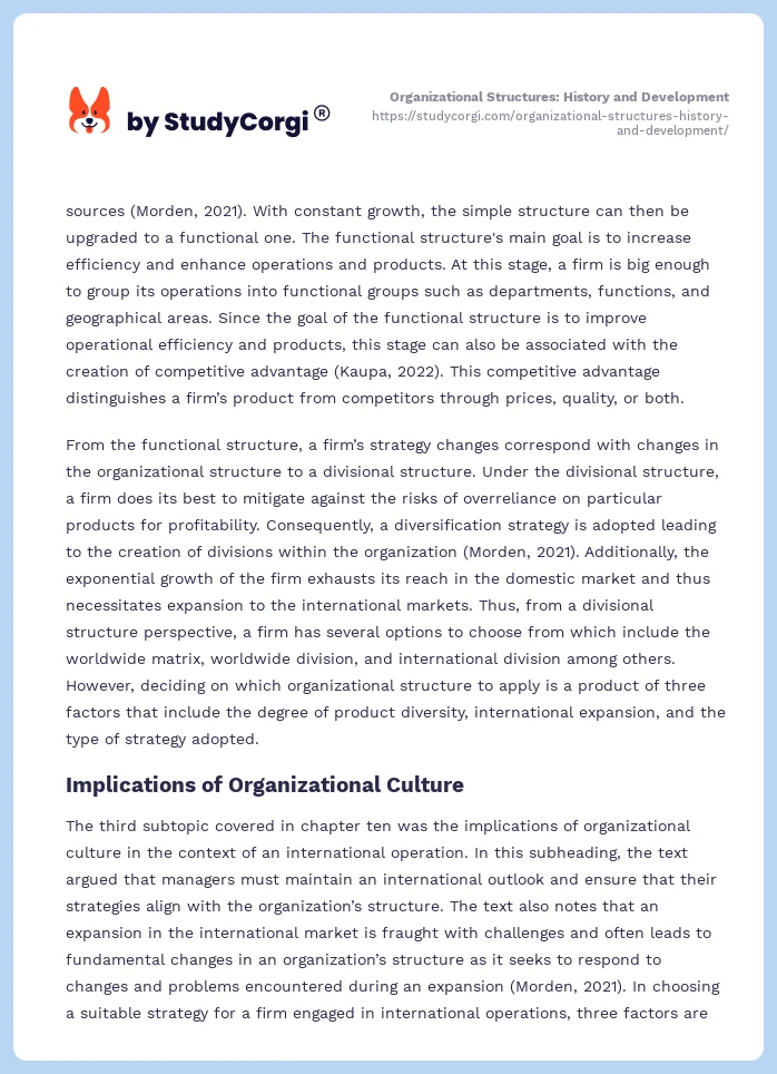 Organizational Structures: History and Development. Page 2