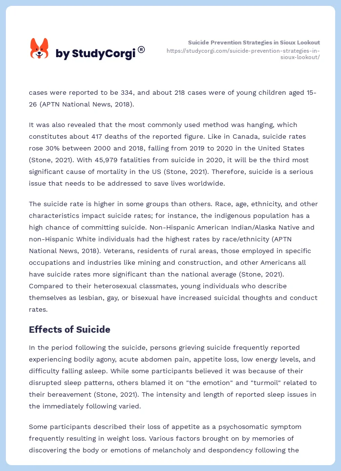 Suicide Prevention Strategies in Sioux Lookout. Page 2