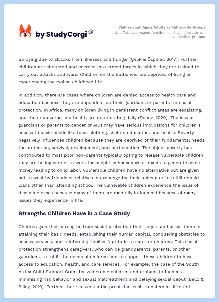 Children and Aging Adults as Vulnerable Groups. Page 2